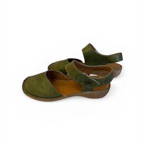 Olive Green Mary Jane Closed-Toe Sandals European Velcro Cottagecore Boho